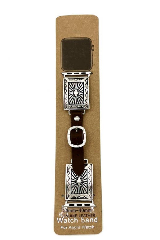 Line Etched Detail Faux Leather Watch Band